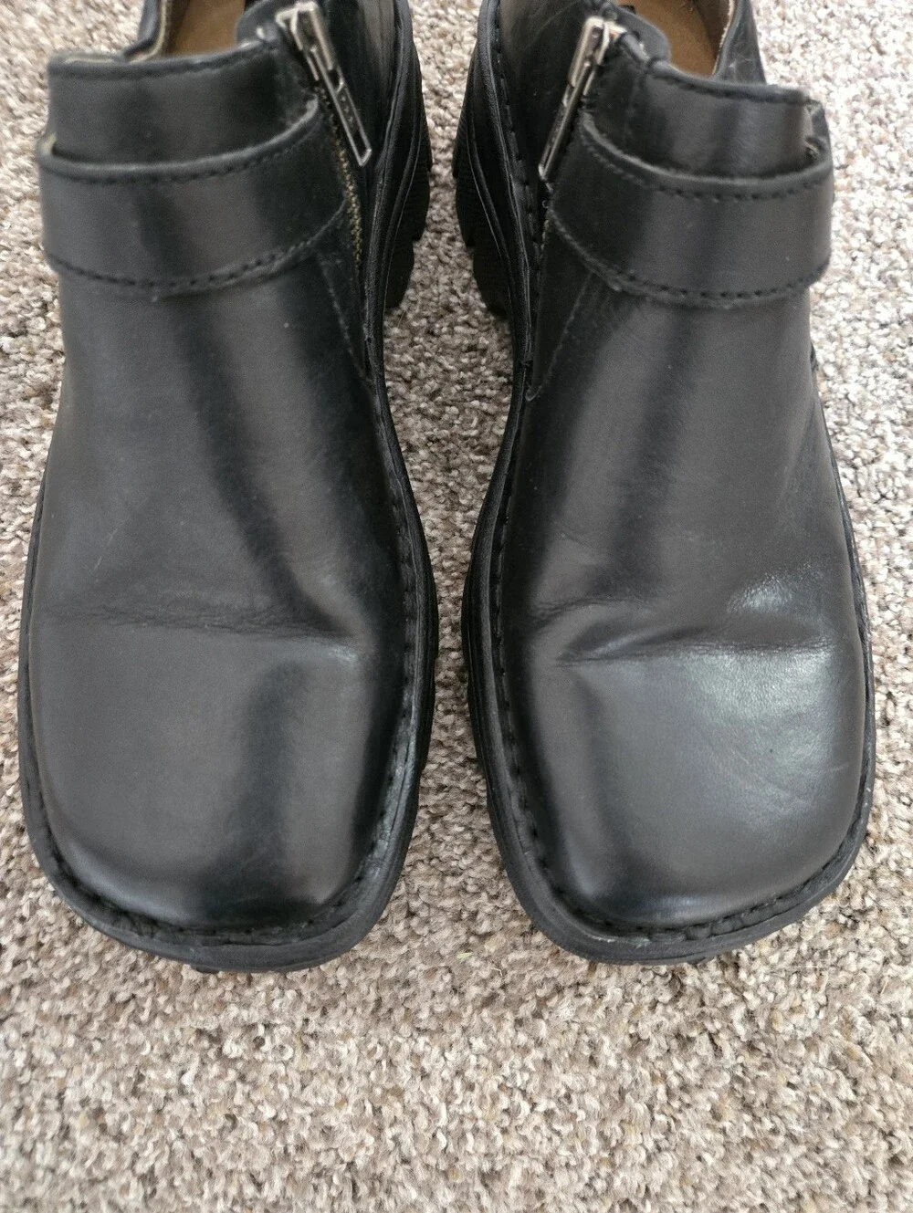 VTG Skechers Y2K Chunky Lug Sole Monk Strap Leather Loafers Women's 10 90s Goth